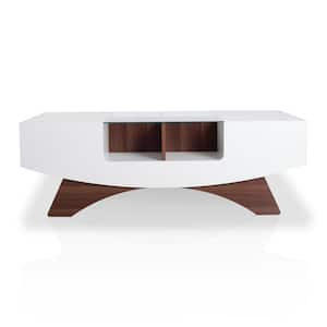 white and walnut coffee table