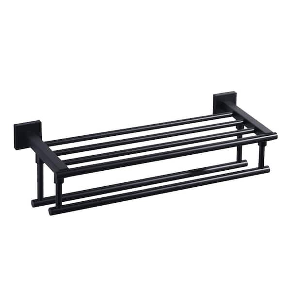 IVIGA 20 in. Stainless Steel Wall Mounted Bathroom Double Towel Bars in Matte Black