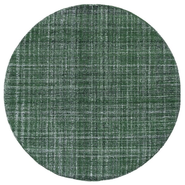 Abstract 6 ft. x 6 ft. Round Dark Green Classic Marle Area Rug