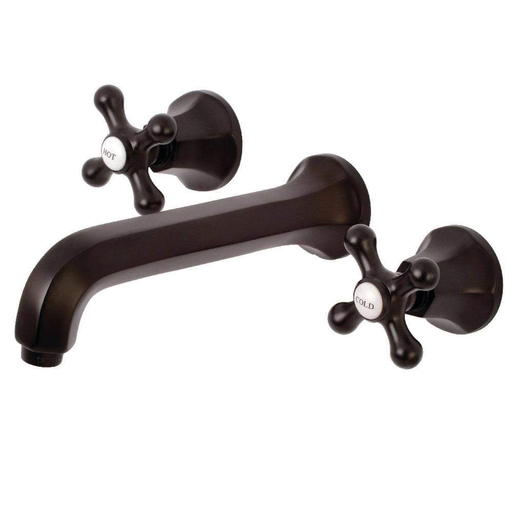 Kingston Brass Contemporary 2 Handle Wall Mount Bathroom Faucet With Cross Handles In Oil Rubbed Bronze Hks4125ax The Home Depot