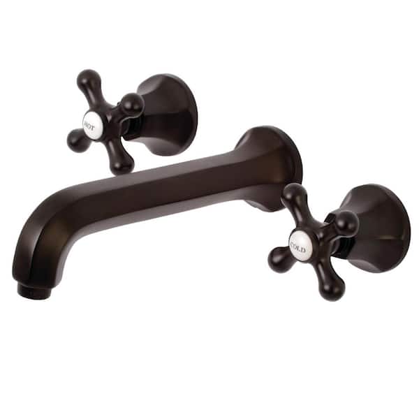 Kingston Brass Contemporary 2-Handle Wall Mount Bathroom Faucet with Cross Handles in Oil Rubbed Bronze