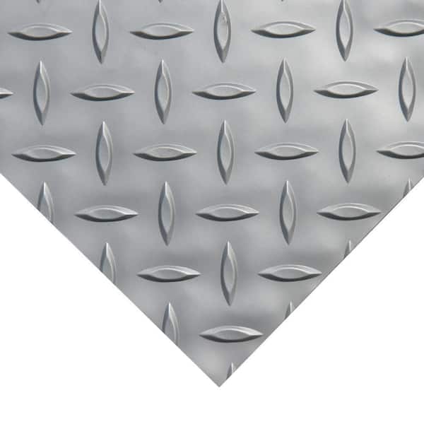 Rubber-Cal Diamond-Plate Metallic 4 ft. x 7 ft. Silver PVC Flooring (28 sq.  ft.) 03-W266-S-07 - The Home Depot