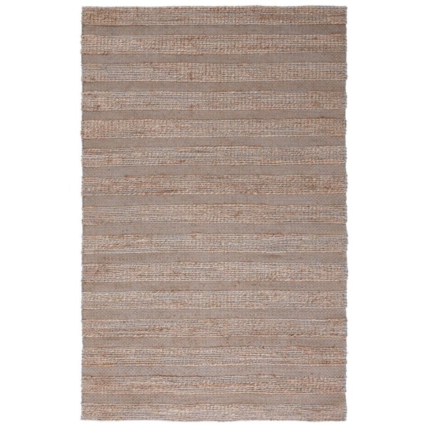 SAFAVIEH Natural Fiber Light Blue/Beige 9 ft. x 12 ft. Striped Woven Area Rug