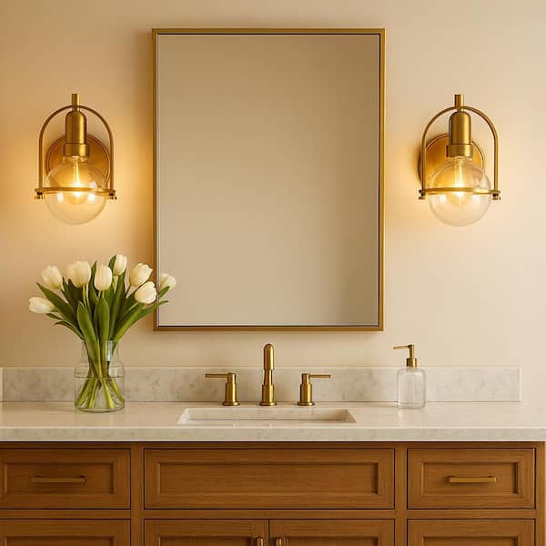 Somerset 6.25 in. 1-Light Heritage Brass Shade-Free Vanity Light