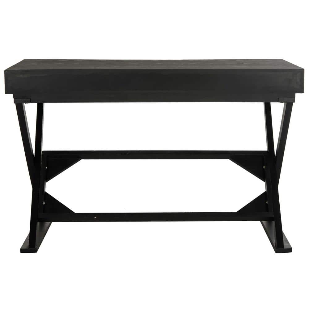 Weathered Black Transitional Wood Home Office Desk with Drawers