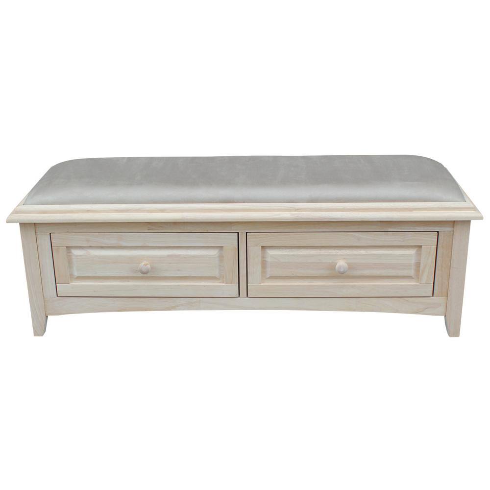 International Concepts Unfinished Storage Bench Be 4 The Home Depot
