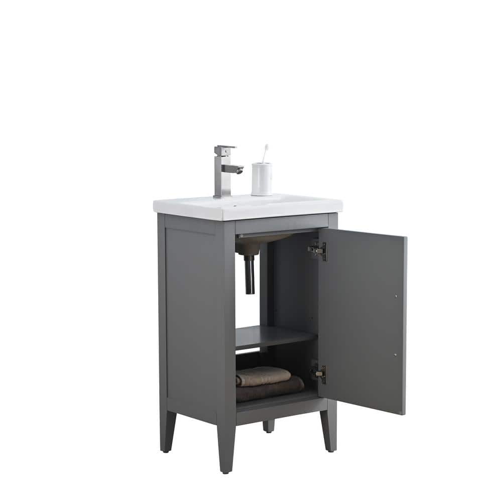 20'' Cashmere Gray Single Bathroom Vanity with Ceramic Top