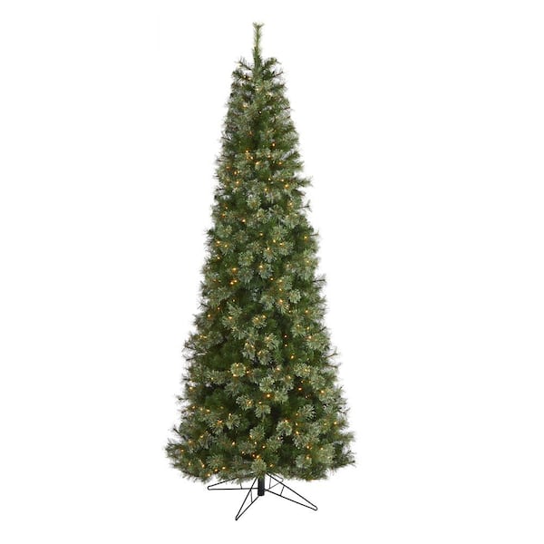 Nearly Natural 9 ft. Pre-lit Cashmere Slim Artificial Christmas Tree with 550 Warm White Lights
