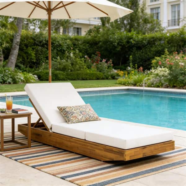 Meteor shower llc Acacia Wood Outdoor Chaise Lounge chairs with