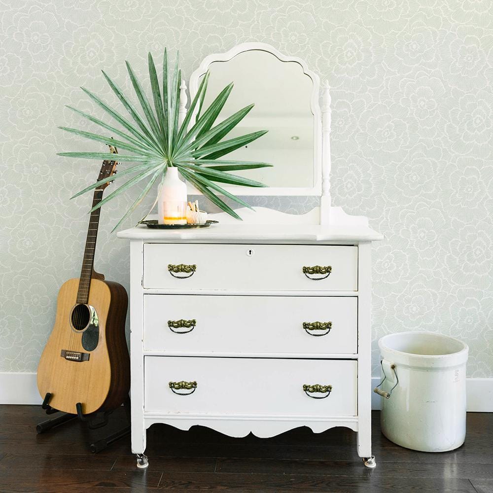 Periwinkle Green Textured Floral Non-Pasted Wallpaper