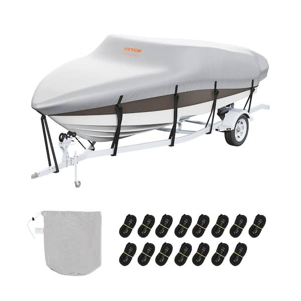 VEVOR Boat Cover 20 ft.-22 ft. Trailerable Waterproof Boat Cover 600D Marine Grade PU Oxford with Motor Cover Buckle Straps