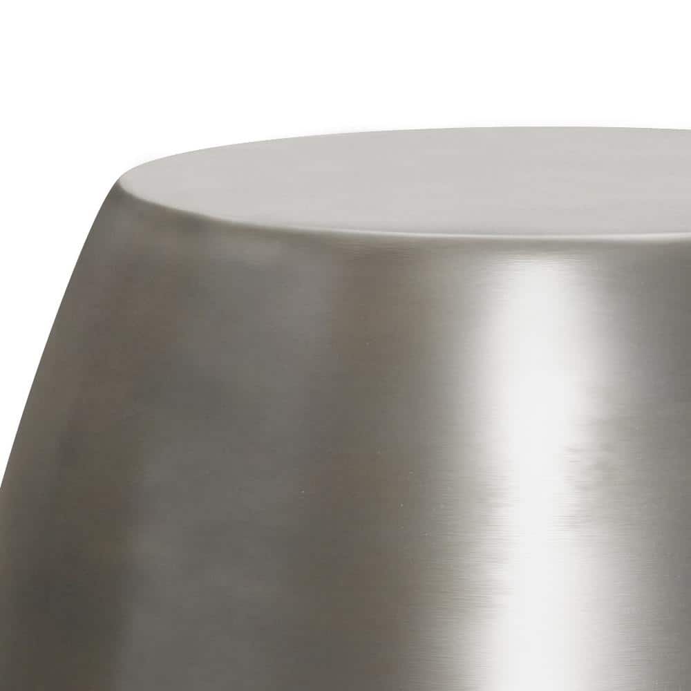Antique Silver Round Metal Drum Accent Table
