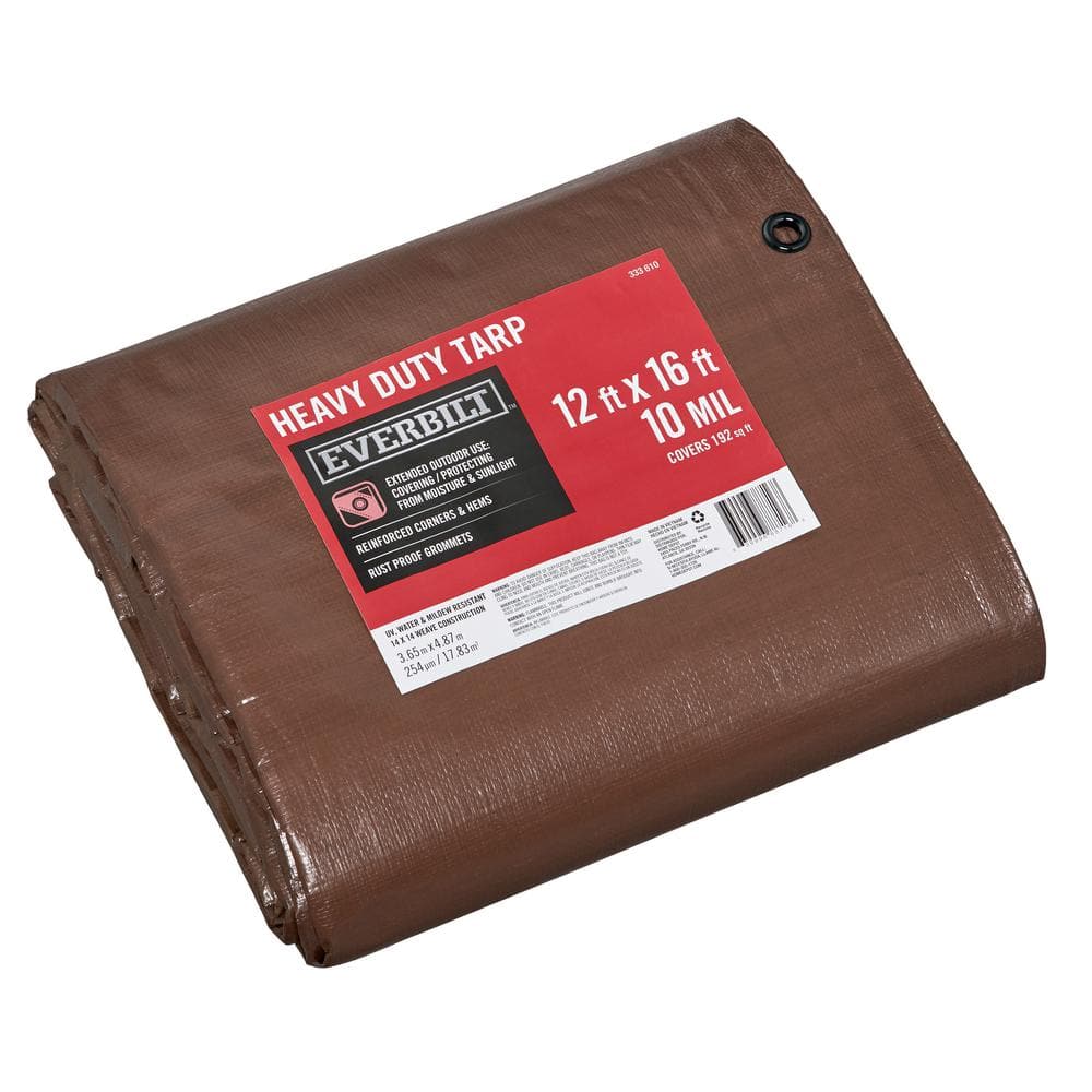 12 ft. x 16 ft. Brown and Silver Heavy Duty Tarp