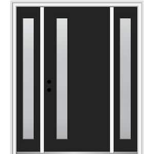 64.5 in. x 81.75 in. Viola Right-Hand Inswing 1-Lite Frosted Modern Painted Steel Prehung Front Door with Sidelites