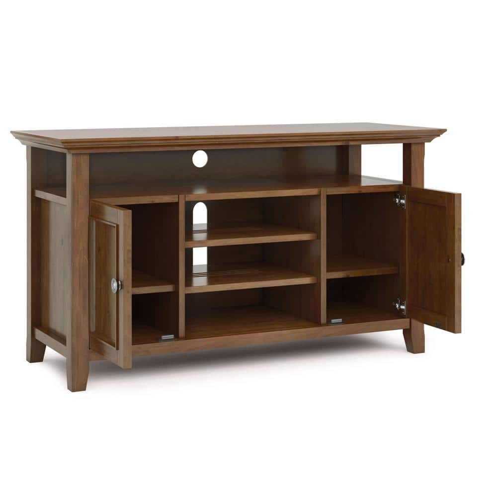 Amherst Transitional 54" Media Stand with Cabinet in Medium Saddle Brown