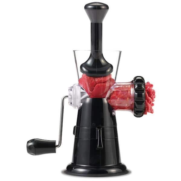 Cast Iron Table Mount Meat Grinder - Manual Mincer Includes Two 3/4  Cutting Disks and Sausage Stuffer Funnel, Heavy Duty- Make Homemade Ground  Beef