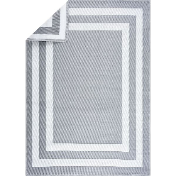 PLAYA RUG Paris Gray White 5 ft. x 7 ft. Reversible Recycled Plastic Indoor/Outdoor Area Rug-Floor Mat