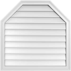 32 in. x 32 in. Octagonal Top Surface Mount PVC Gable Vent: Decorative with Brickmould Frame