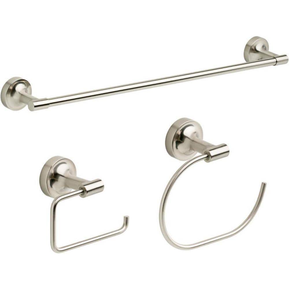 Voisin 3-Piece Bathroom Hardware Set 24 in. Towel Bar, Toilet Paper Holder,