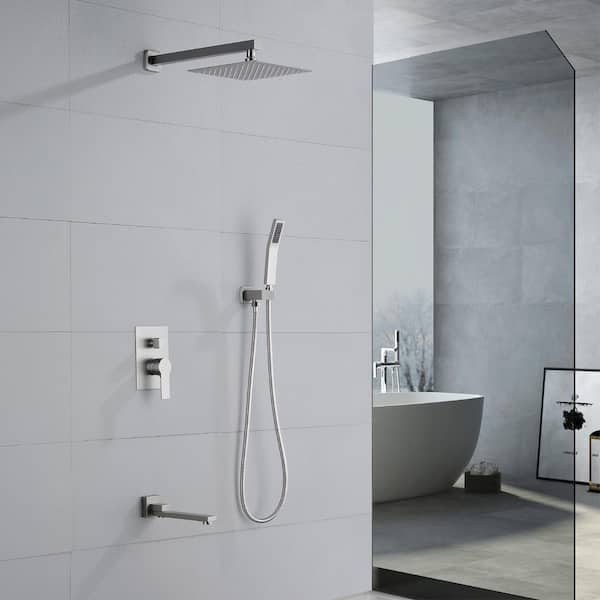 Wall Mount Single-Handle 1-Spray buy Tub and Shower Faucet with 10 in. Fixed Shower