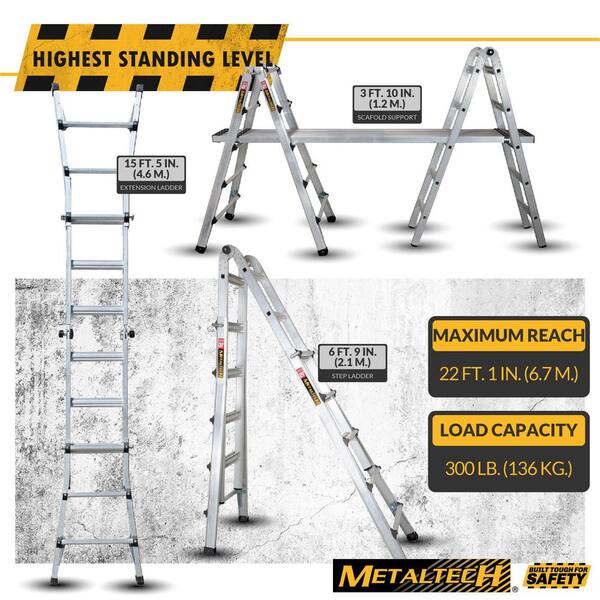 thumbnail image 2 of 5M Telescopic Ladder - A-Frame, Stainless Steel, 330 Lbs Capacity, 8+8 Rungs, Spring Locking, Portable For Home & Work 2 of 14