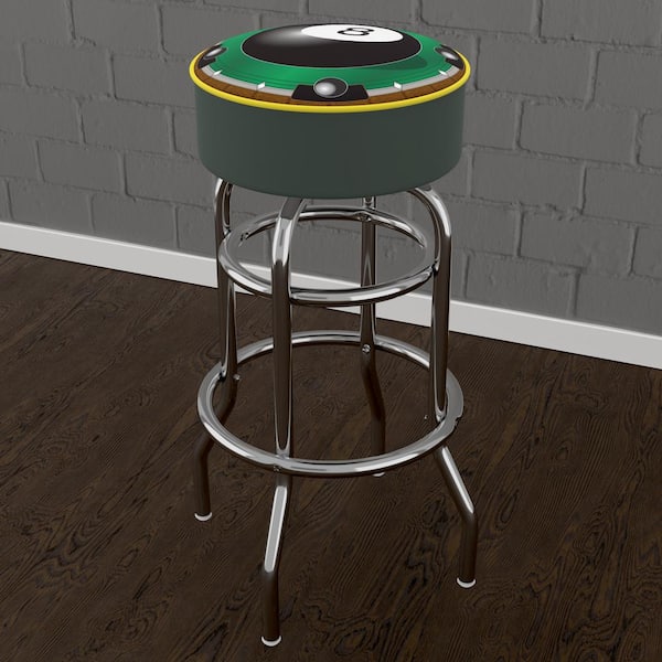 Unbranded Rack'em 8-Ball 31 in. Yellow Backless Metal Bar Stool with Vinyl Seat