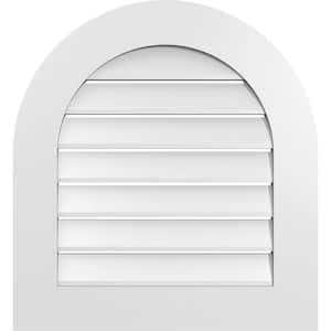 24 in. x 26 in. Round Top White PVC Paintable Gable Louver Vent Functional