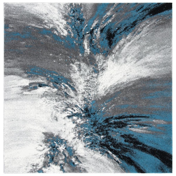 Glacier 3 ft. x 3 ft. Square Blue/Gray Abstract Area Rug