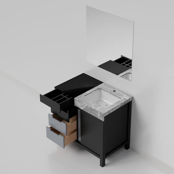Lexora Zilara 36 in W x 22 in D Black and Grey Bath Vanity, Castle