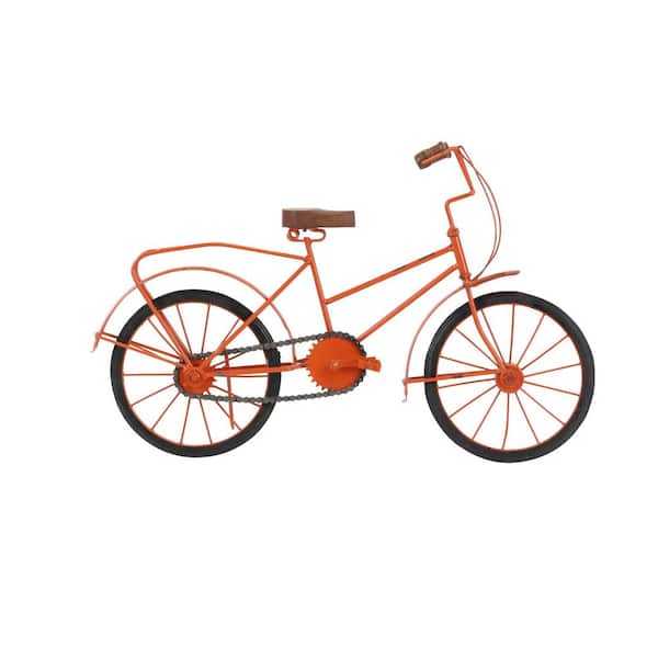 Litton Lane Orange Metal Vintage Bicycle Sculpture