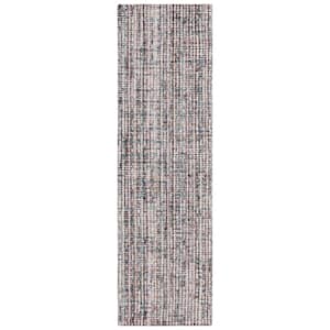 Abstract Gray/Brown 2 ft. x 8 ft. Modern Plaid Runner Rug