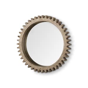 Medium Round Brown Hooks Mirror (35.0 in. H x 35.0 in. W)