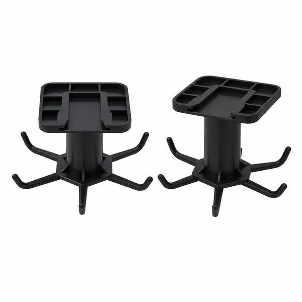 2-Piece Black Plastic Under Cabinet Kitchen Utensil Hooks with 360° Swivel and Nail-Free Adhesive Mount for Cookware