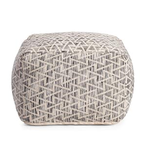 Lafayette Square 22 in. x 22 in. x 16 in. Black and Ivory Pouf