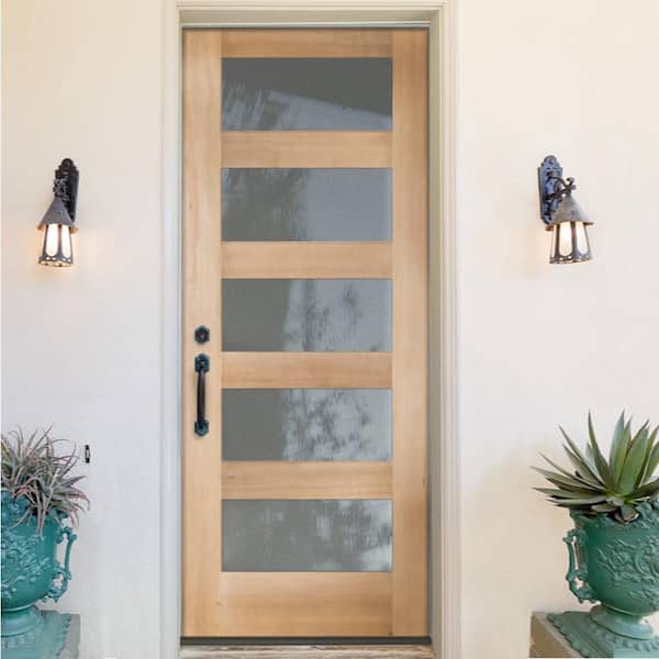 galblaas Elegantie Trouwens Krosswood Doors 36 in. x 80 in. Modern Douglas Fir 5-Lite  Right-Hand/Inswing Frosted Glass Unfinished Wood Prehung Front Door  PHED.DF.451SE.30.68.134.RH.512 - The Home Depot