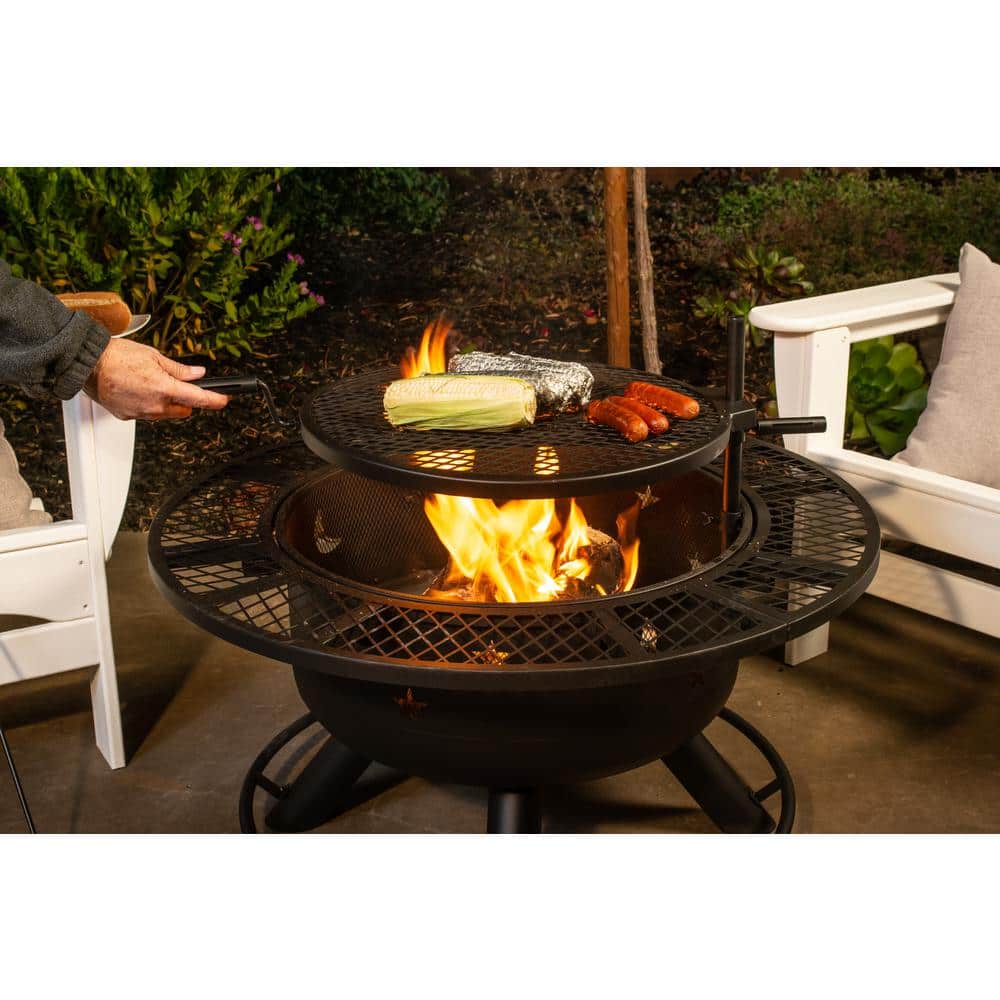Sterling Oaks Nightstar 32.7 in. Fire Pit with Grill and Poker 52124
