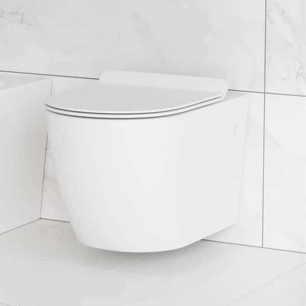 Swiss Madison St. Tropez Elongated Wall Hung Toilet Bowl Only 0.8/1.28 GPF Dual Flush in Black Hardware