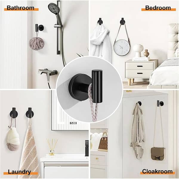 ruiling - Porter 6- Piece Bath Hardware Set with Towel Ring Toilet Paper Holder Towel Hook and Towel Bar in Stainless Steel Black