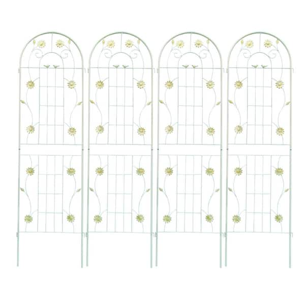 71 in. White Metal Garden Trellis Rustproof Trellis for Climbing Plants Outdoor Flower Support (4-Pack)