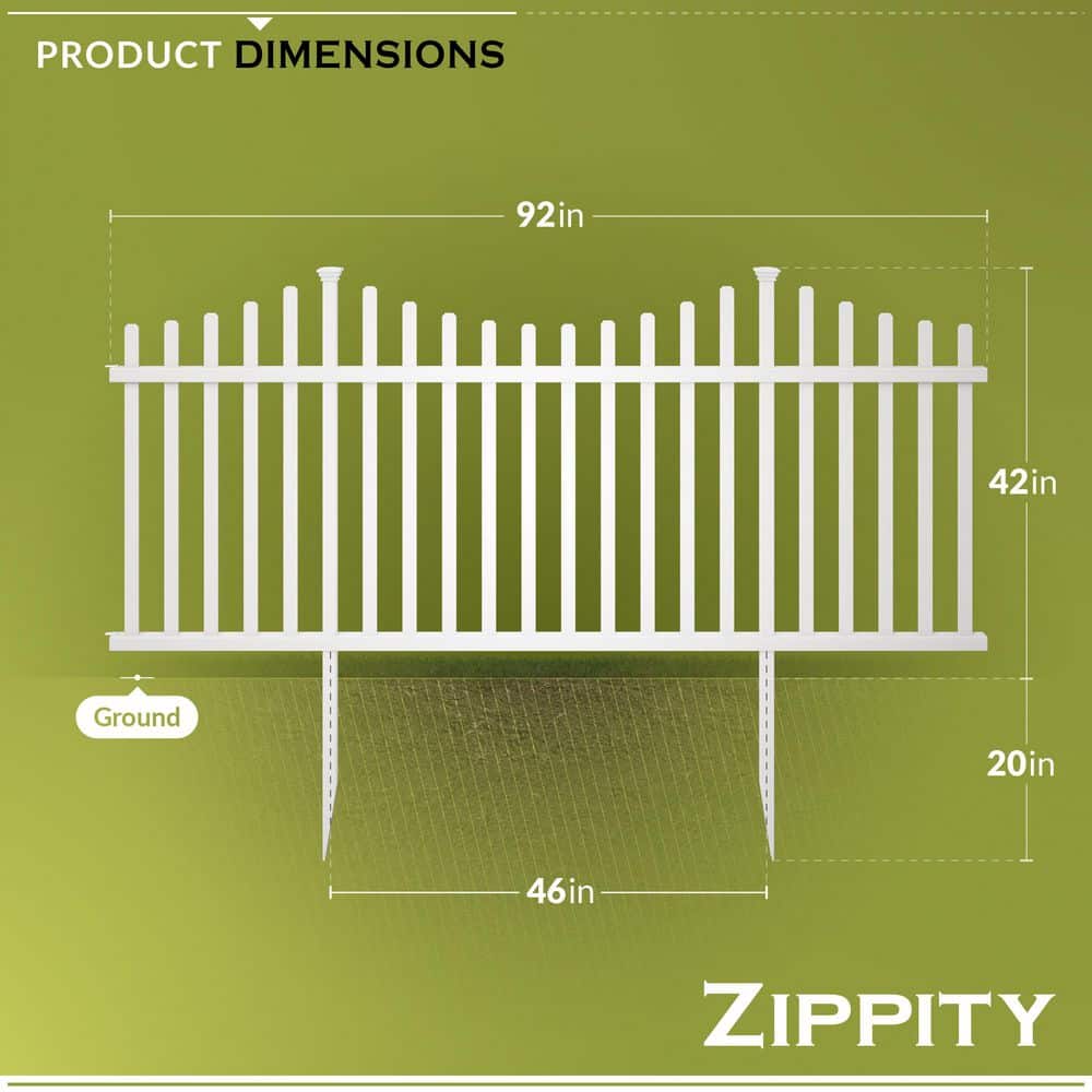 42in H x 92in W White Vinyl Scallop Picket Fence Panels