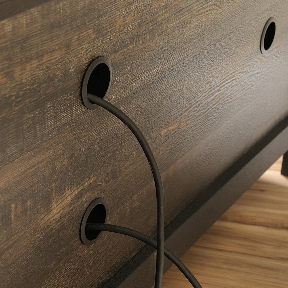 60" Carbon Oak Industrial Metal and Wood Credenza
