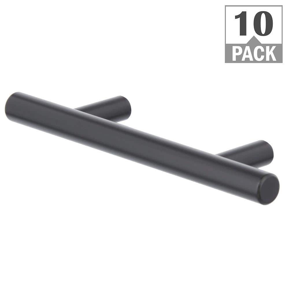 Stainless Bar 3 in. (76 mm) Matte Black Classic Cabinet Pull (10-Pack)