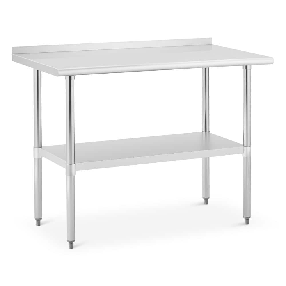 Stainless Steel Work Table with Backsplash, NSF Certified