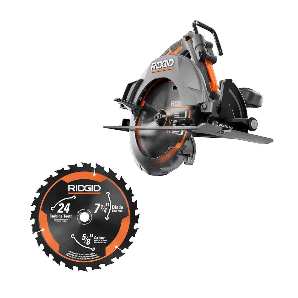 RIDGID 18V Brushless Cordless 7-1/4 in. Circular Saw (Tool Only) with Extra  7-1/4 in. Circular Saw Blade R8654B-AC714N The Home Depot