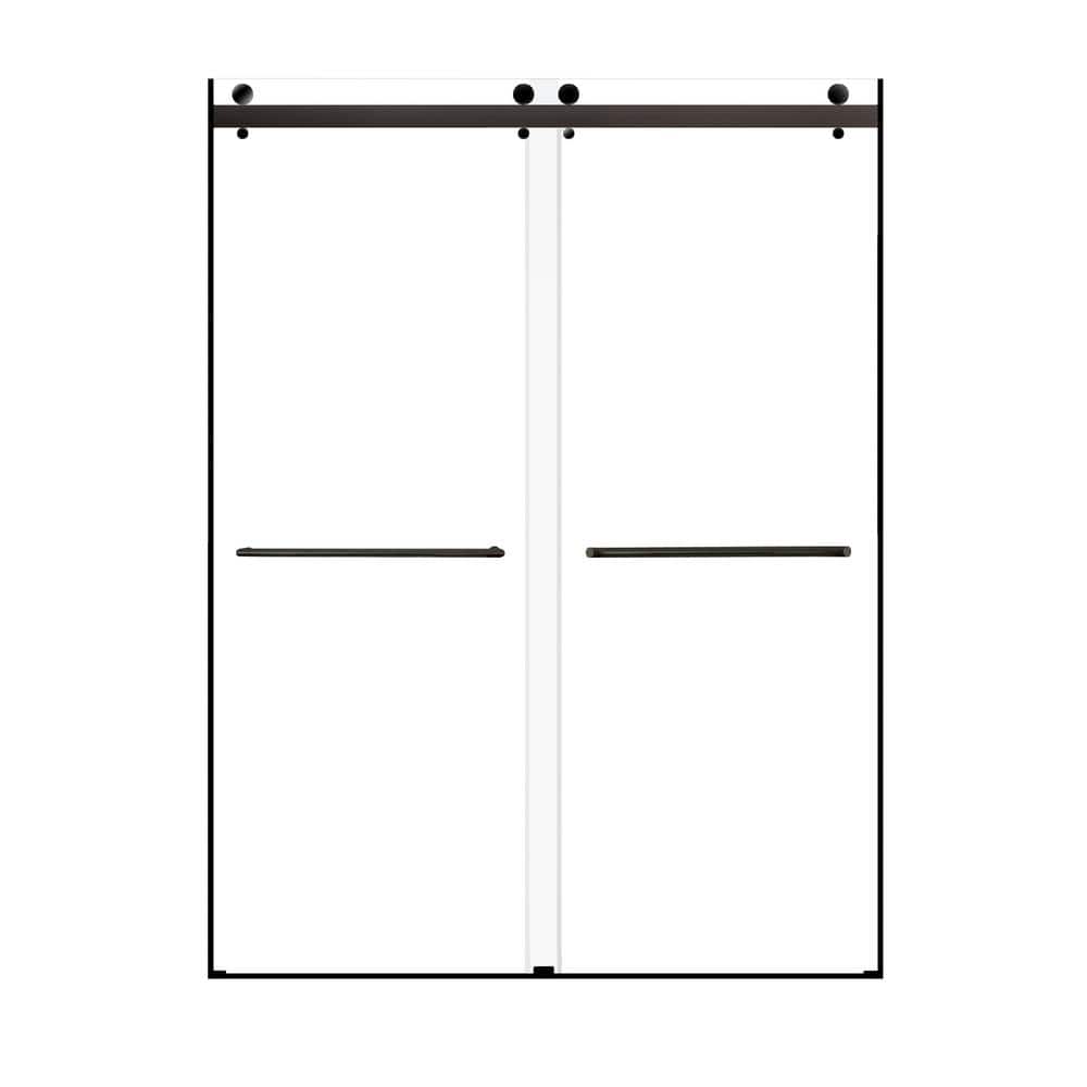 Brooklyn 60" x 80" Frameless Matte Black Sliding Shower Door
