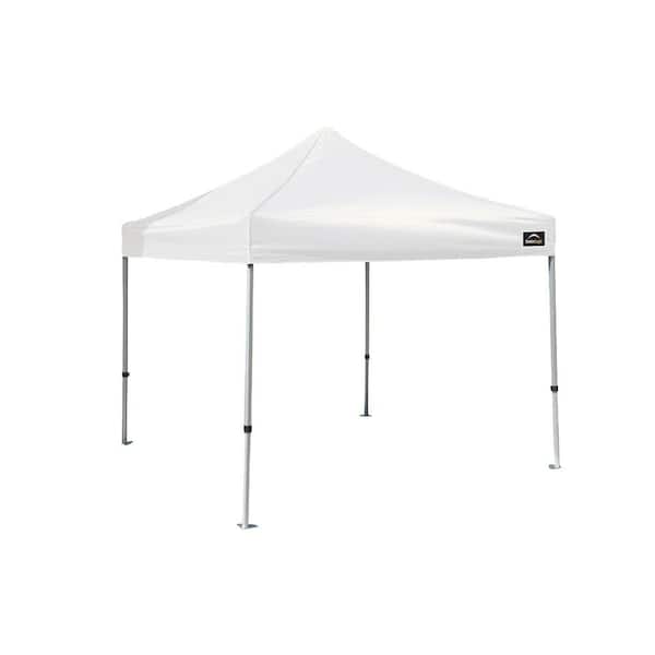 ShelterLogic 10 ft. W x 10 ft. D Alumi-Max Pop-up Canopy w/ Commercial-Grade Cover in White and 16-Guage Interlocking Aluminum Frame