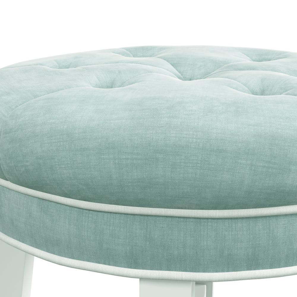 Sophia Aqua Blue Fabric Vanity Stool