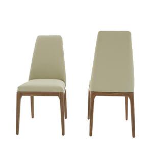 Gray and Brown Vegan Faux leather Straight Legs Dining Chair (Set of 2)