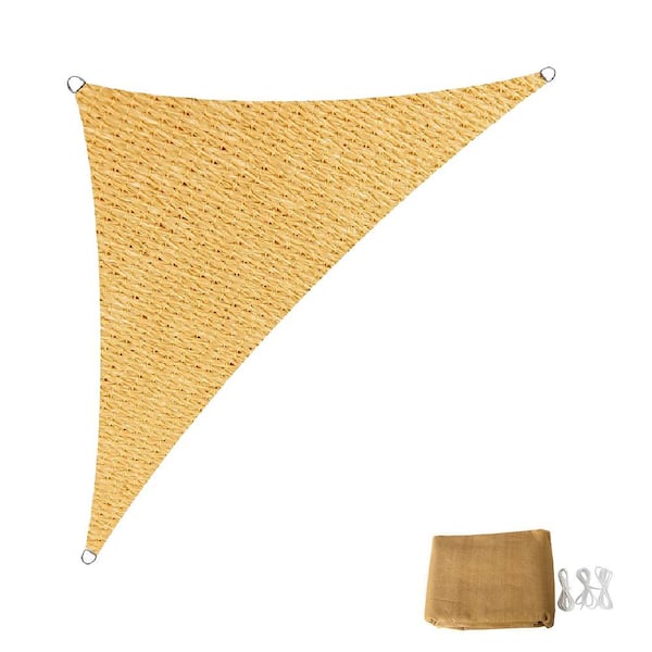 LAUREL CANYON 12 ft. x 12 ft. x 17 ft. 185 GSM HDPE Sand Equilateral Triangle Sun Shade Sail Screen Canopy with Ropes