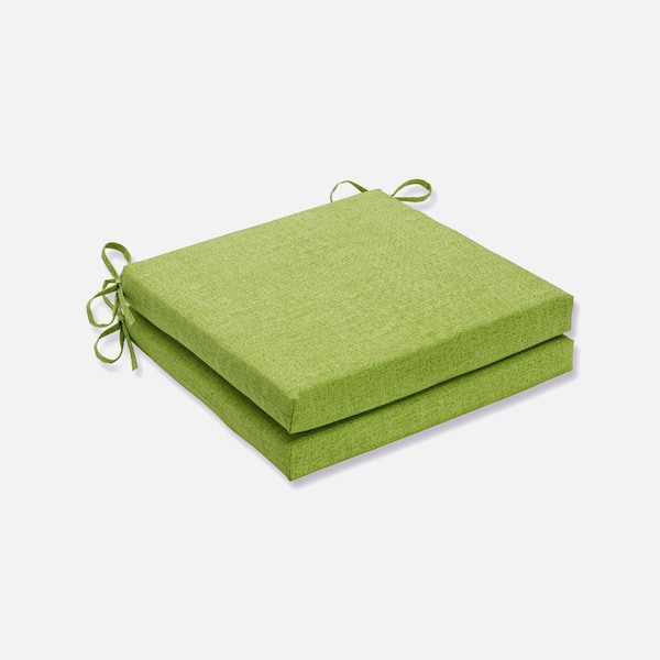 Pillow Perfect Solid 20 in. x 20 in. Outdoor Dining Chair Cushion in Green (Set of 2)
